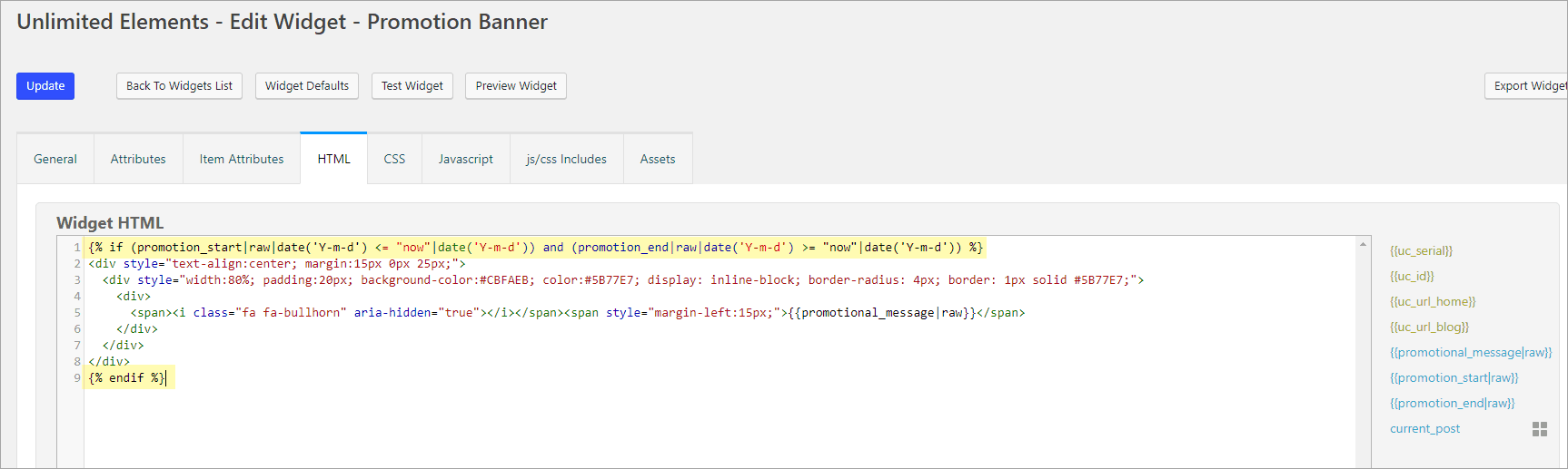 adding the condition in the html tab
