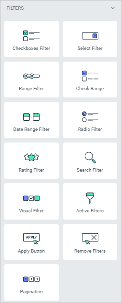 list of widgets installed with JetSmartFilters