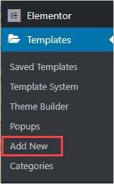 add new template menu link