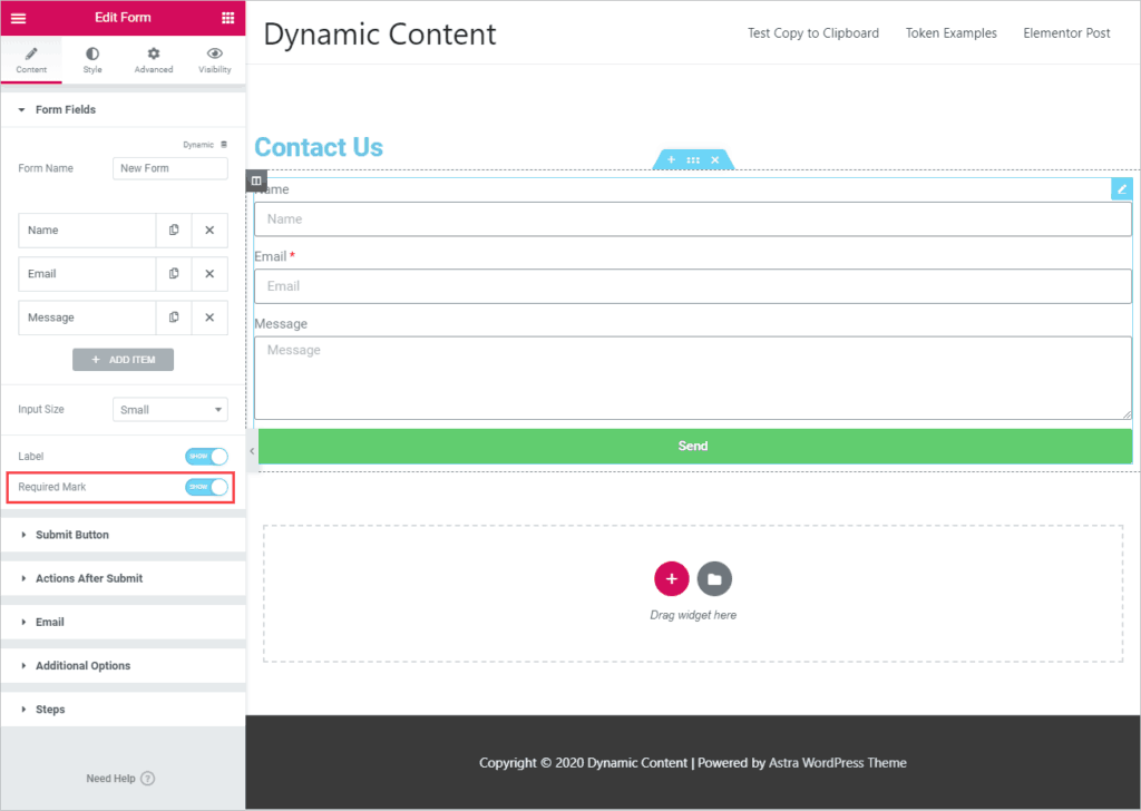 Add A Form Widget To The Page