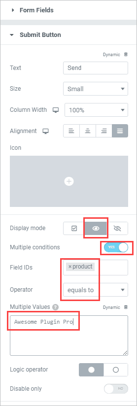 Add Conditional Display To Submit Button