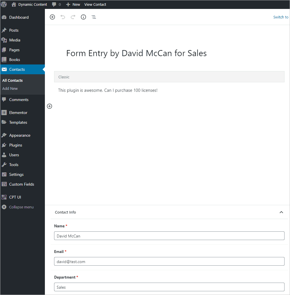 Form Saved In The Database