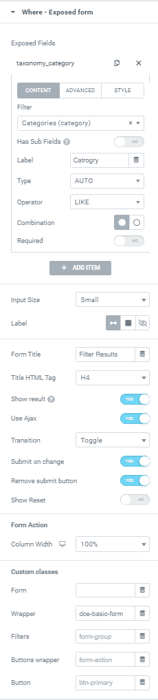 Dce Category Filter Other Settings