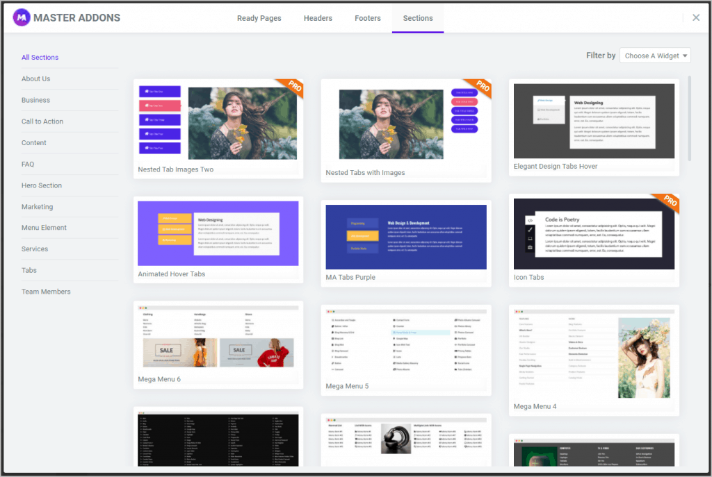 Master Addons Predesigned Templates