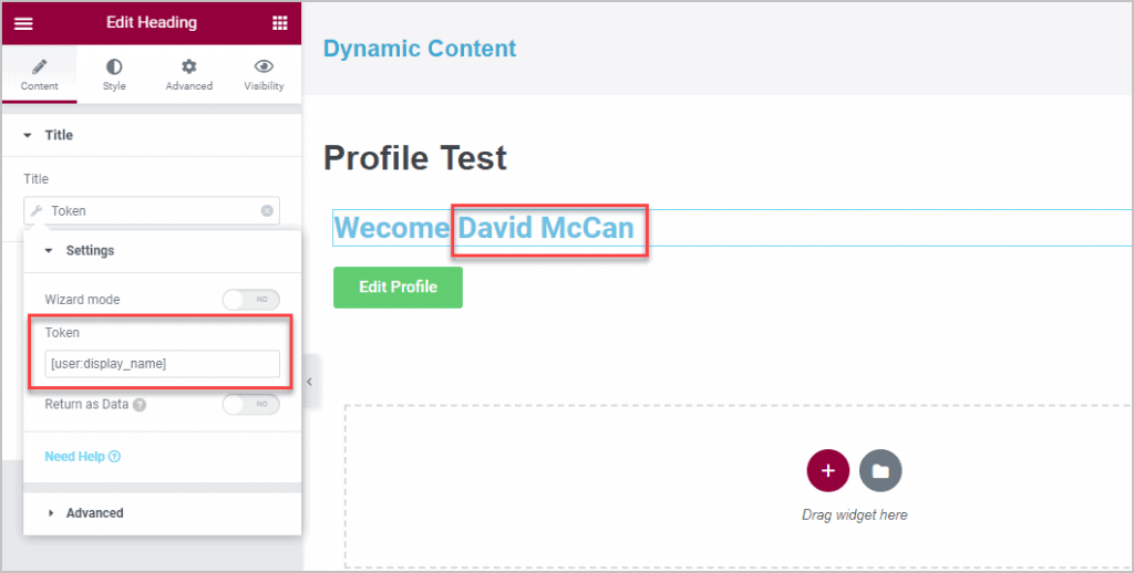 Showing The Logged In Users Display Name In The Heading