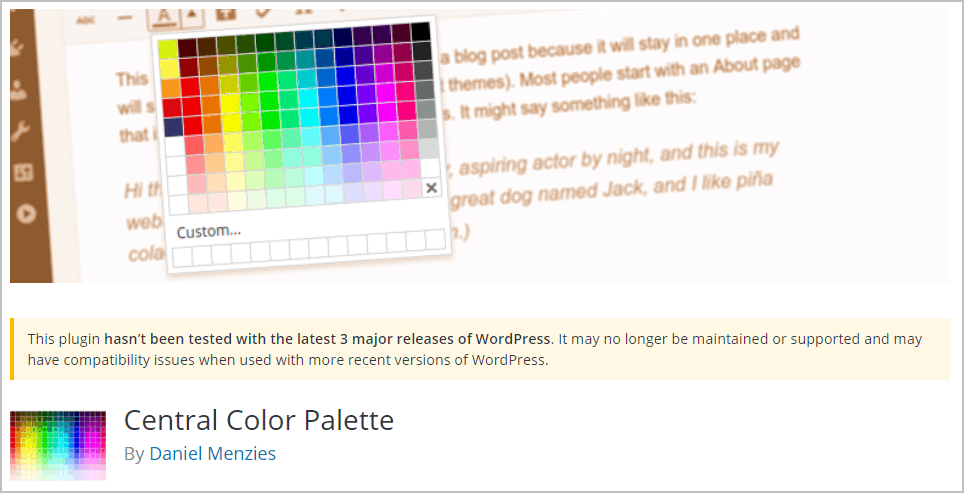 central color palette on wordpress org