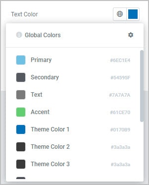 astra global colors in elementor