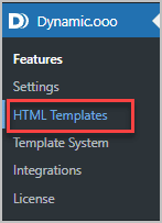 html template menu
