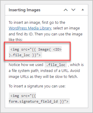 image tag example on side