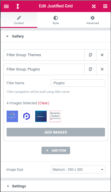 happy addons justified grid settings