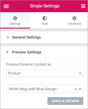 elementor preview setting