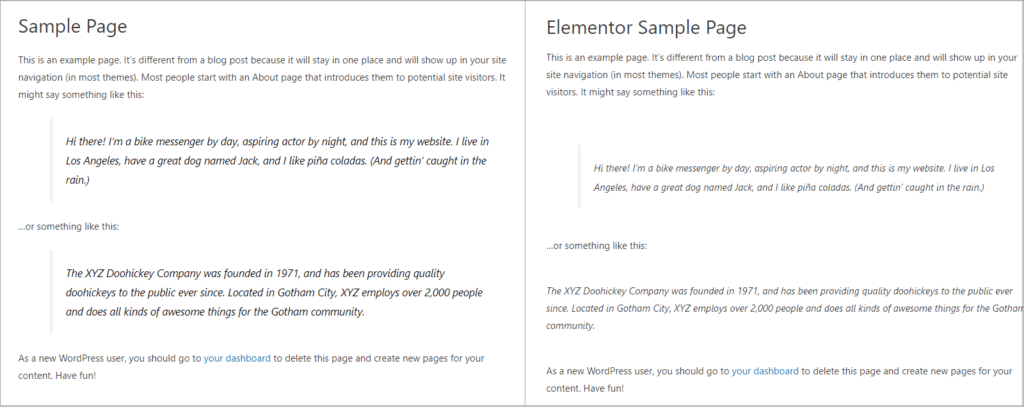 Second style comparison now using the themes colors and fonts