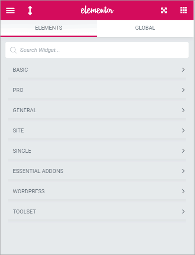 Flexible Elementor Grid right click to close all sections.