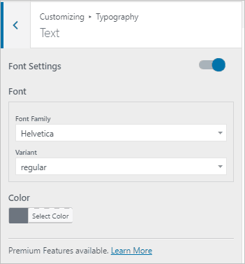 page builder framework typography options for text