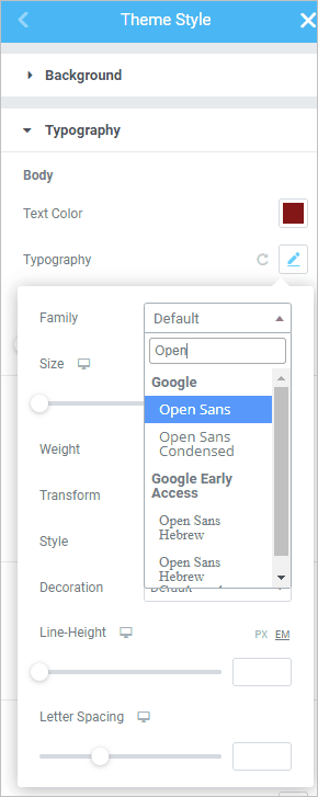 Adjusting Typography Font Choice
