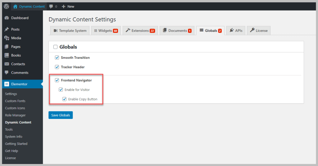 Dce Frontend Navigator Settings