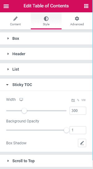 Powerpack Toc Scroll To Top Style Settings