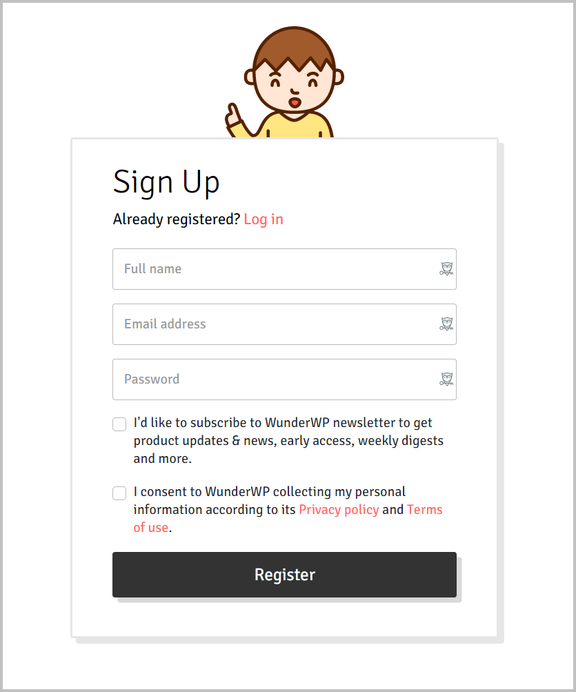 Wunderwp Signup Form