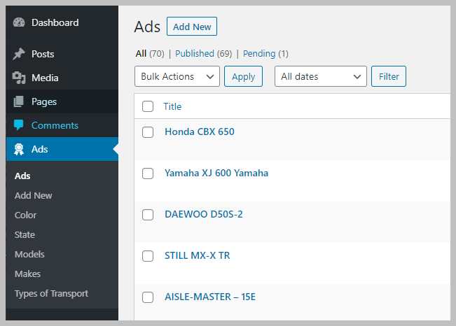 Ads Custom Taxonomies