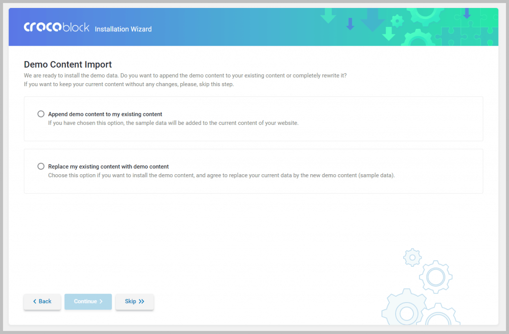 Crocoblock Demo Import Options 1