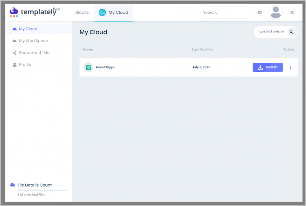 Dialog Showing Saved Gutenberg Templates