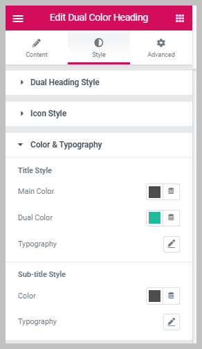 Ea Dual Color Heading Color Settings