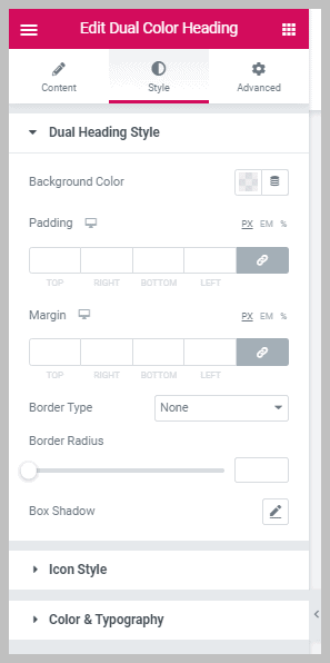 Ea Dual Color Heading Style Settings