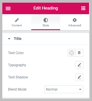 Elementor Heading Style Options