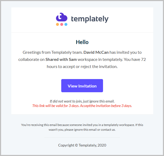 Email Sam Recieved From Templately