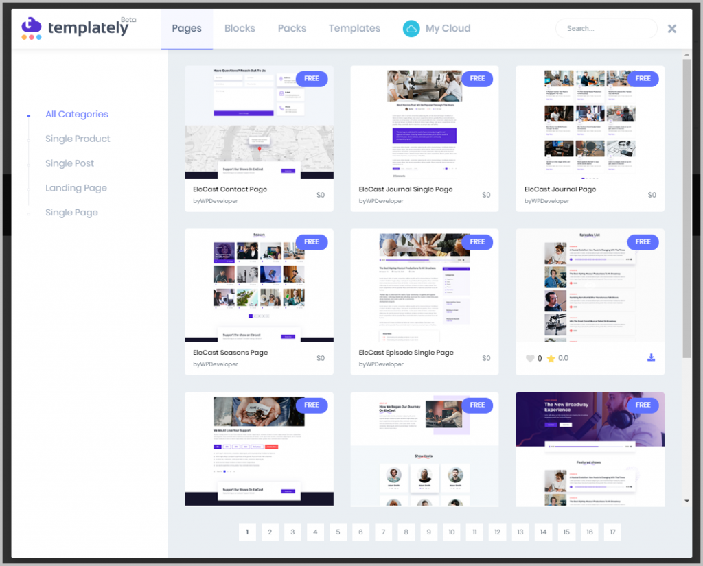 Templately Template Browser In Elementor