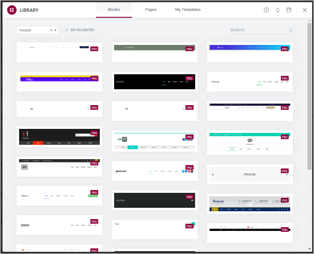 Elementor Template Library