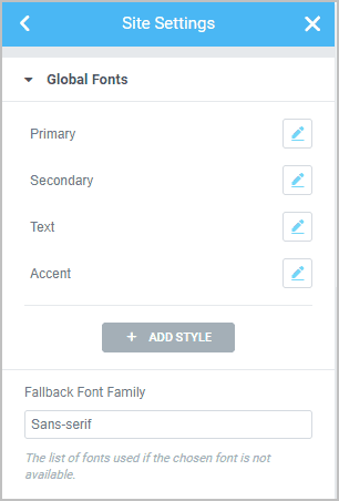 Global Fonts Panel