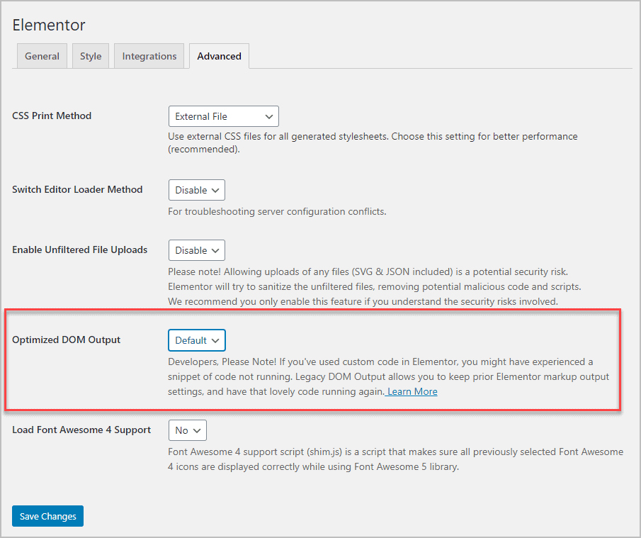 Optimized Dom Setting