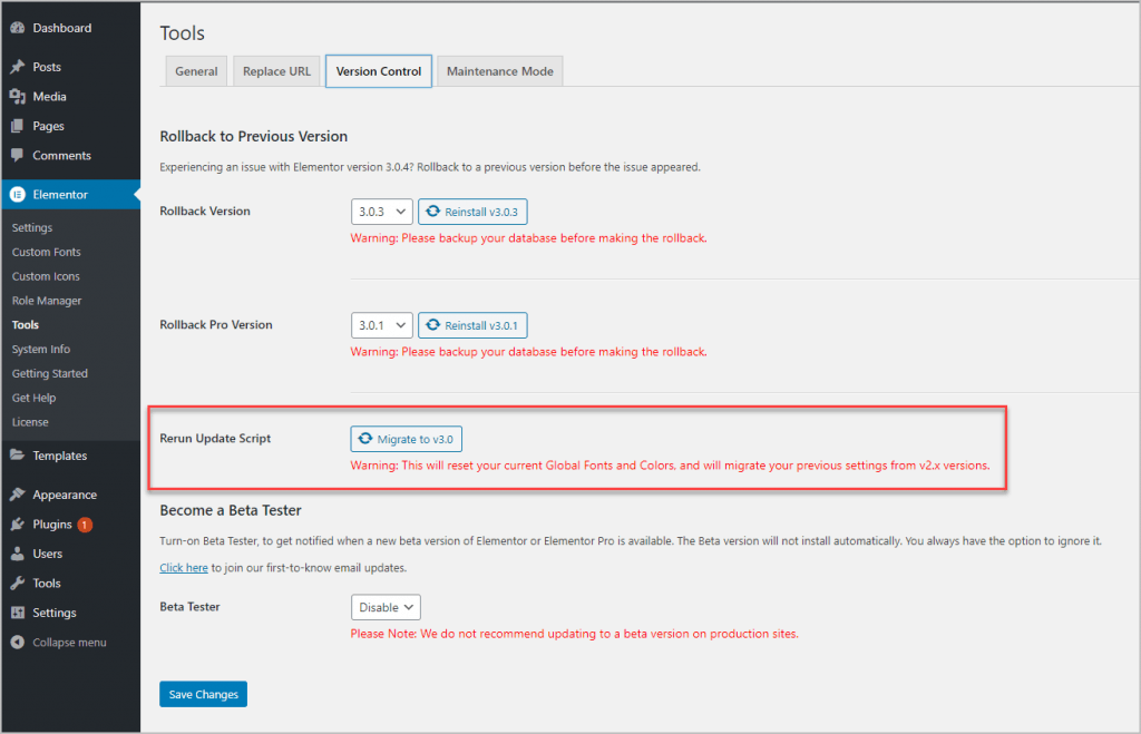 Rerun Migration Script