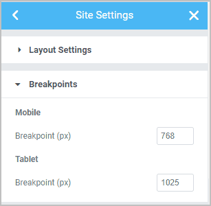 Site Settings Breakpoints