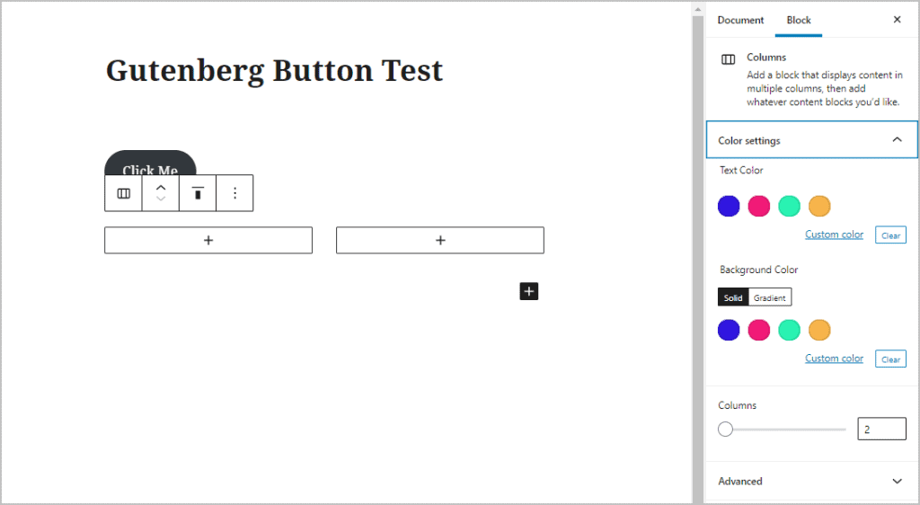 Gutenberg Column Options