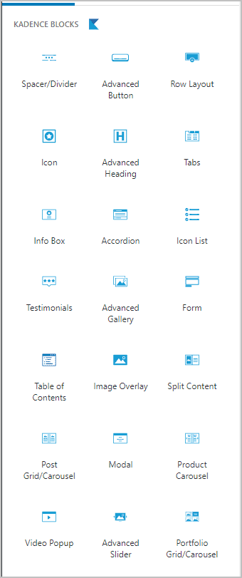 List Of Kadence Blocks