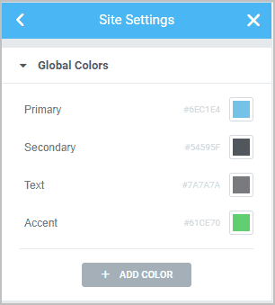 Elementor Global Color Palette