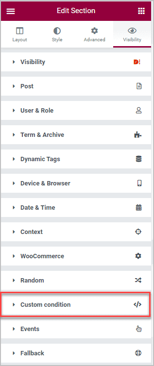 Dc4e Visibility Options Custom Option