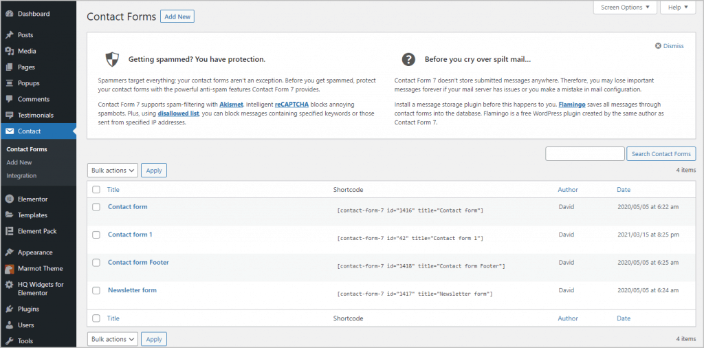 contact forms