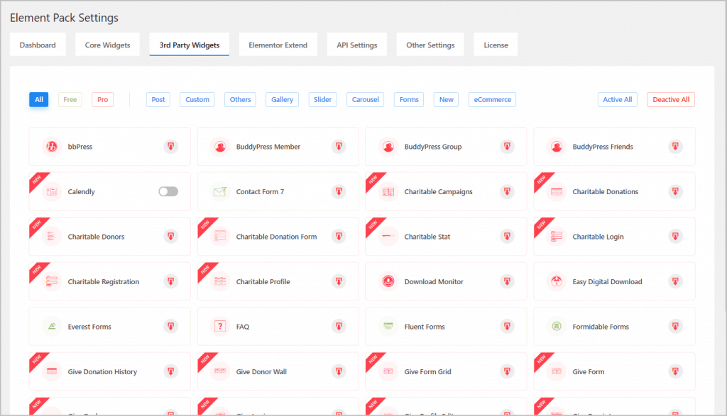 element pack third party widgets