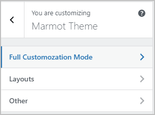 marmot customizer subpanels