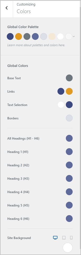 blocksy colors in customizer