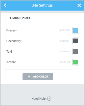 blocksy colors not showing in elementor global color settings