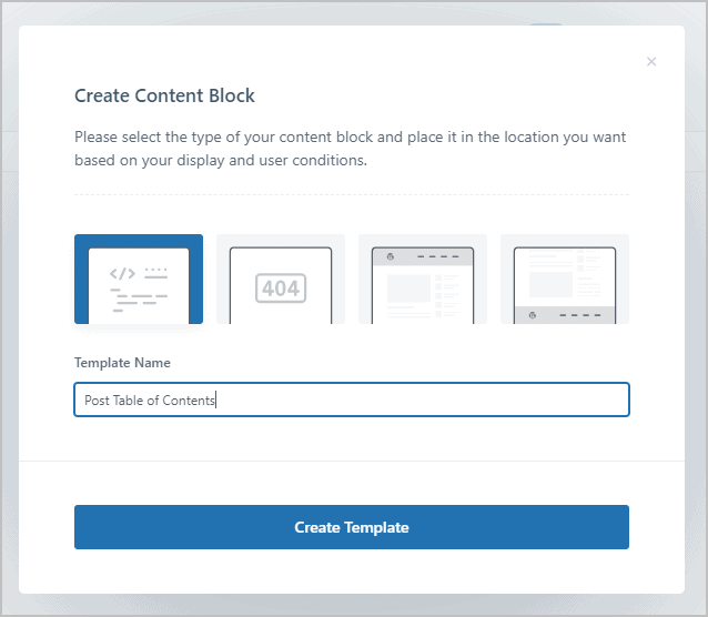 creating content block for toc