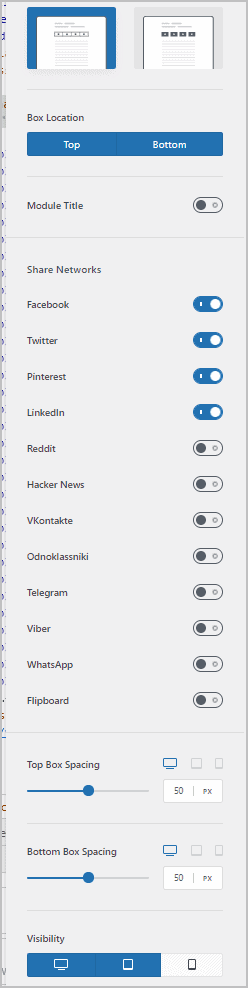 share box options