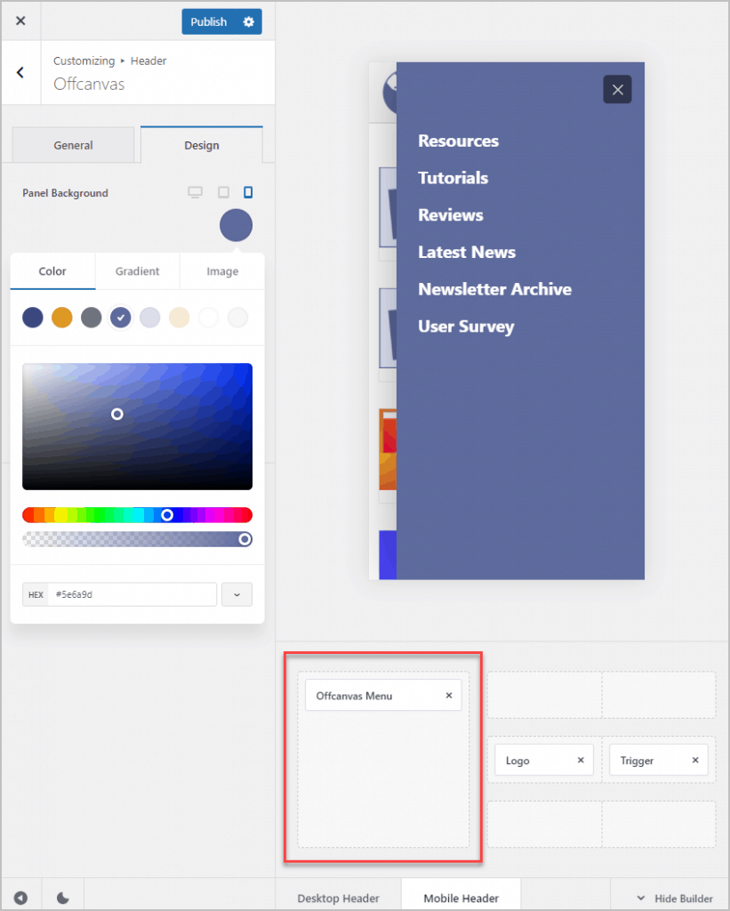 styling the panel