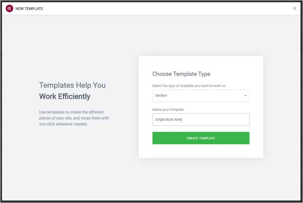 creating single book item template