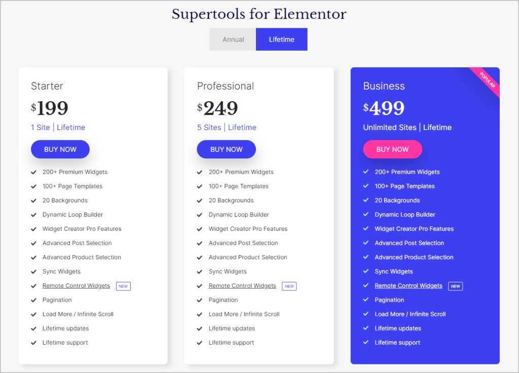 unlimited elements pricing