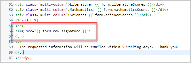 code for signature raw